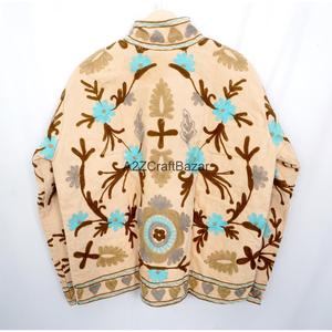 Floral Embroidery Cotrise <b>Jacket</b> Vintage <b>Mandarin</b> <b>Collar</b> Cotton Lining Handmade Winter Autumn Quick Dry Eco-Friendly Breathable - Product Image 6