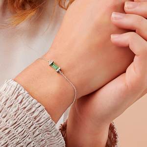 Pulsera ajustable de peridoto con corte baguette, plata de ley 925, piedra de nacimiento de agosto, regalo de 30 cumpleaños para ella - Product Image 2