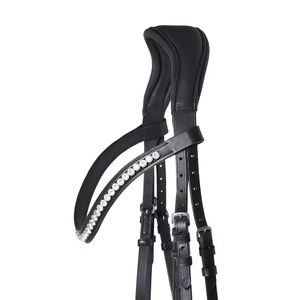 Bridon d'équitation en cuir noir de haute qualité, design premium, personnalisé, orné de cristaux, toutes tailles, équipement d'équitation - Product Image 5