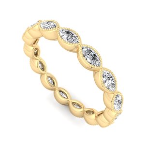 Bague d'éternité de luxe en or rose avec diamants taille marquise, sertie de milgrain <span class=keywords><strong>vintage</strong></span>, empilable, pour femme, bijoux de mode - Product Image 5