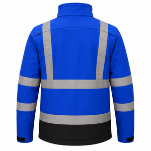 <b>High</b> Quality Men Construction <b>Jacket</b> Full Zip <b>High</b> <b>Visibility</b> Reflective Bands <b>Softshell</b> Coat Custom Reflective Safety <b>Jacket</b> - Product Image 2