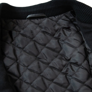 Chaqueta Bomber Varsity Formal Negra Unisex con Mangas de Lino, Cuello Redondo, Impermeable y Resistente al Viento - Product Image 3