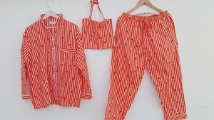 Traje de noche con bolsa de algodón estampado suave camisa estética de mujer pijama suave verano/invierno traje de baño 100% conjunto de pijama de algodón - Product Image 2