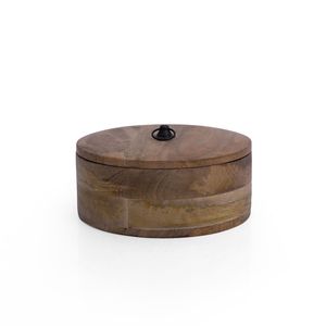 Handmade Wooden Roti <b>Box</b> with Masala Spice Container Traditional Indian Kitchen Storage Chapati Serveware - Product Image 1