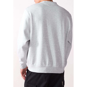 Men's Gray Crew Neck Pullover Sweatshirt 100% Cotton French Terry Regular Fit Silk Screen Printed Logo Front Casual Autumn Wear - Product Image 4