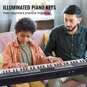 Tastiera Pianoforte Digitale a 61 Tasti con Illuminazione, Elettrica Portatile, 600 Toni Regolabili, 500 Ritmi, Altoparlante Integrato e Funzione Arrotolabile - Product Image 3
