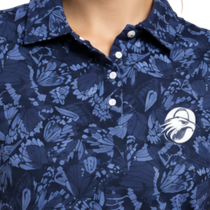 <b>Navy</b> Blue <b>Women</b> Short Sleeve Printed Golf Polo Shirt Floral Pattern Performance Sports <b>Top</b> Custom Wholesale Breathable Golf - Product Image 5