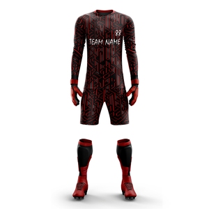 Ensemble d'uniformes de gardien de but de football personnalisés par sublimation, respirant, manches longues, avec short rembourré - Product Image 1