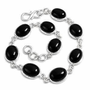 Brass Silver/Gold Plated Natural Black Onyx Gemstone Bezel Set Handmade Classic <b>Healing</b> Unisex Jewelry <b>Bracelet</b> Yoga Fashion - Product Image 1