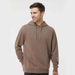 Sweat à capuche oversize en molleton 100 % coton marron pour homme avec poche kangourou, uni, décontracté et écologique - Product Image 1