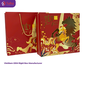 Vietnam OEM Custom Luxury Red Gold Lunar New Year Rigid Gift Box <b>Paper</b> Bag Set Die-cut Packaging Manufacturer Wholesale - Product Image 6