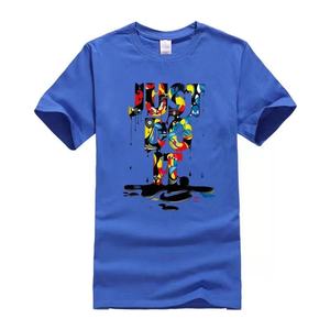 T-shirt en coton à manches courtes pour homme avec imprimé lettres, col rond, coupe décontractée, respirant, en jersey tricoté, logo frontal - Product Image 6