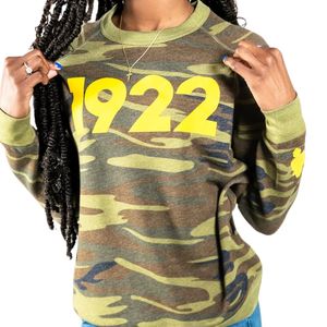 Sudadera Unisex SGRho Eco Fleece Camo con Estampado de Camuflaje y Letras Griegas, Manga Larga, Estilo Casual, Ropa Urbana - Product Image 3