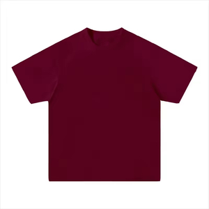 Camiseta de algodón para hombre, cuello redondo, manga corta, corte regular, informal, de punto liso, teñido liso, diseño sencillo - Product Image 1