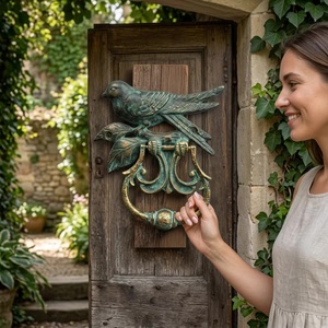 Battant de porte en fonte motif oiseau, design traditionnel, décoration d'entrée, écologique, imperméable, auto-adhésif, durable, accent décoratif intérieur pour la maison - Product Image 3