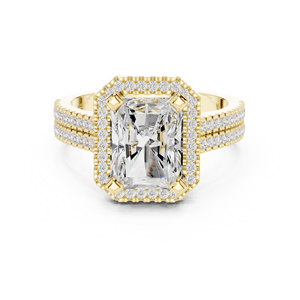 Anillo de Compromiso con Diamante Corte Radiante, Oro Rosa, Engaste Pavé, Montura de Garras, Estilo Clásico para Mujer, Joyería Fina - Product Image 3