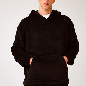 Sweat-shirts à capuche unisexes, mode, couleur unie, rouge, noir, gris, automne, hiver, polaire, 100% coton, surdimensionné, décontracté, hip hop - Product Image 5