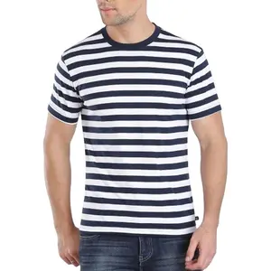 Wholesale Custom Cotton Quick Dry Hip Hop Streetwear Stripe Casual For Adult Apparel T Shirt