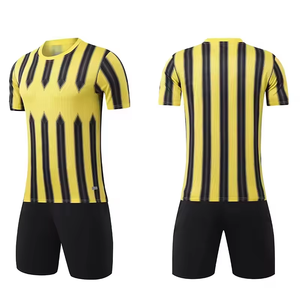 Men Soccer Jersey Striped Light Blue White Sublimated Breathable Short Sleeve Crew Neck <b>Athletic</b> Fit All Seasons - Product Image 6