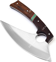 Exotisch gekleurd Damascus staal Ulu-mes ergonomische handgreep roestvrijstalen lemmet ambidexter lederen schede cadeauset - aanpasbaar