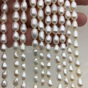 Perlas de Agua Dulce Blancas AA en Forma de Lágrima de 6-7mm x 9-11mm, Cultivadas Naturalmente, en Hilo Suelto para la Fabricación de Joyería, Suministros al por Mayor - Product Image 1