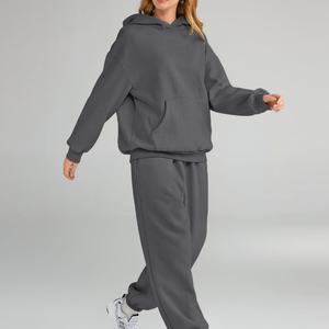 Conjunto Deportivo Informal y Versátil de Otoño Invierno, Sudadera con Capucha y Pantalones Largos, Traje Deportivo Cómodo y Suave de Color Sólido - Product Image 4