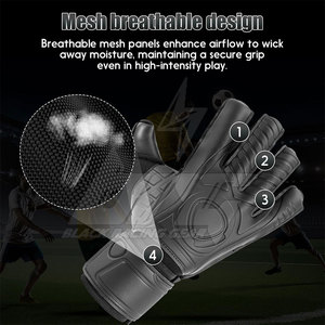 Custom Professional Goalkeeper <b>Gloves</b> <b>with</b> Customized German Contact Latex Palm Strong <b>Grip</b> Finger Protection Football Match - Product Image 4