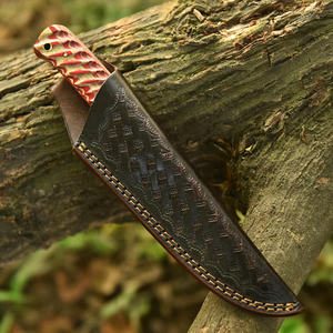 Cuchillo de caza y camping de hoja fija de acero de Damasco personalizado, hecho a mano, con mango de madera de color, cuchillos utilitarios de campo TARJ ENTERPRISES - Product Image 2