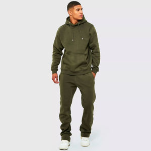 Conjunto Deportivo Personalizado Color Verde Oliva, Sudadera con Capucha Extra Grande, Pantalones Deportivos de Felpa de Algodón, Corte Holgado, Unisex, Ropa Urbana - Product Image 1