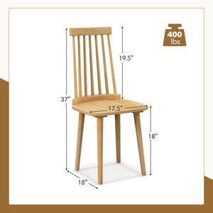 Set di 2 Sedie da Pranzo Windsor con Schienale Alto e Gambe in Legno di Gomma Naturale per Sala da Pranzo e Soggiorno - Product Image 4