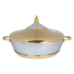 Casserole de service de luxe bimétallique avec couvercle conique doré martelé, base en acier inoxydable, boîte à roti indienne, plat à chapatis, marmite à aliments chauds - Product Image 1