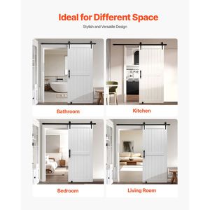 Porta Scorrevole in MDF ad Alta Resistenza 36 X 84 Pollici con Kit di Installazione Facile, Superficie in PVC Impermeabile per Applicazioni in Camera da Letto - Product Image 6