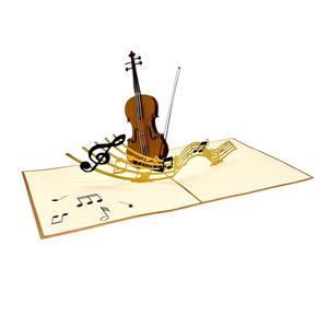 Tarjeta Musical 3D Pop-Up con Violín, Diseño Personalizado, Hecha a Mano, Regalo Promocional, Decoración para el Hogar, Tendencia en Vietnam - Product Image 3