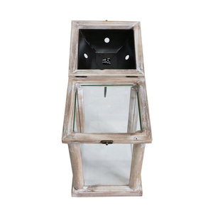 Lanterne à bougie en bois, style classique, écologique, impression typographique, best-seller, couleur vieillie, rectangulaire, pour l'intérieur et l'extérieur - Product Image 4