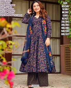 Aafreen Bandhani - Anarkali Marrón de Lujo, Largo hasta el Suelo, Bordado, Material Maslin de Secado Rápido, Corte Regular, Estilo Tradicional para Mujer - Product Image 3