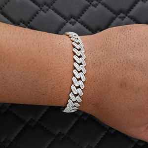 Bracelet cubain en moissanite VVS, argent massif 925 plaqué or, taille brillant rond, 12 mm 6 mm, tendance pour femme - Product Image 4