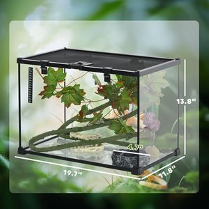 Terrario in vetro nero da 14 galloni con vista completa, 50x30x35 cm, per allevamento serpenti e granchi eremitani, con coperchio scorrevole a rete - Product Image 3