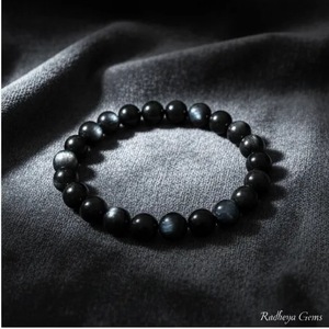 Pulsera de Obsidiana Plateada Natural Hecha a Mano, Pulsera de Cristal Curativa con Propiedades Protectoras para Regalo - Product Image 2