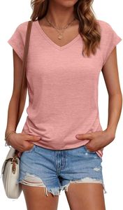 Camiseta de Verano con Cuello en V para Mujer, Moderna, Suave, Cómoda, Transpirable, de Alta Calidad - Product Image 2