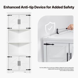 Mobile dispensa da cucina indipendente a 6 ripiani in stile rustico con 4 ante in legno e ripiani regolabili alti 68 pollici - Product Image 6