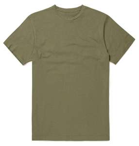 เสื้อยืดแขนสั้นสีเขียวมะกอกสำหรับผู้ชาย ผ้าฝ้าย 100% ทรงปกติ สวมใส่สบาย คอกลม ผ้าเจอร์ซีย์ถัก สีพื้น ดีไซน์เรียบง่าย - Product Image 1