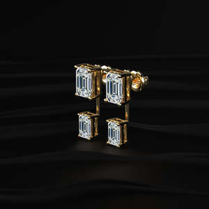 Emerald Cut Moissanite Ear <b>Earrings</b> 6 TCW Colorless VVS Solitaire Convertible Studs 14K Gold Screw <b>Back</b> Handmade Jewelry - Product Image 3