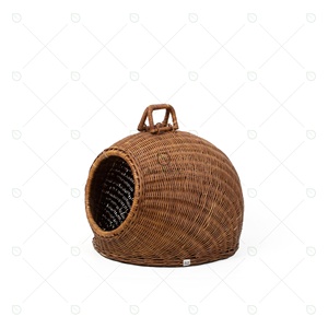 Maison pour chat d'intérieur avec rotin rond et matière plastique Lit pour animal de compagnie fermé mignon pour chats et chiens Siège auto pour chien Cabane en osier - Product Image 3