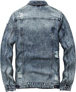Veste en jean dégradé pour homme, col rabattu, style décontracté, manches classiques, simple boutonnage, couleur dégradée, en vente en ligne - Product Image 6
