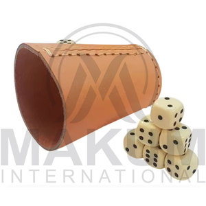 Classic Luxury Handmade High Quality Square Leather & PU <b>Dice</b> Cup Brown for Family Game and Casino Use - Product Image 2