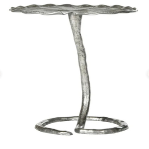 Table d'appoint moderne en aluminium avec plateau rond, meuble d'intérieur décoratif, table à boissons sur piétement - Product Image 3