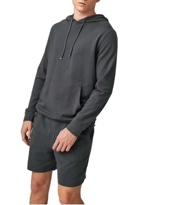 <b>Men</b>' Hooded Sweatshirt With Shorts Set Breathable Casual Wear Solid Color Full Sleeve Drawstring Closure Regular Fit Spring - Product Image 3