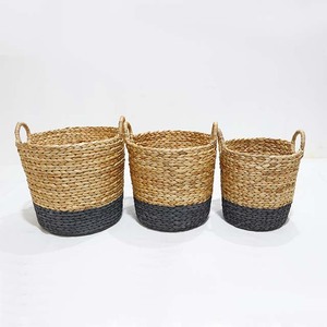 Cesta de Almacenamiento Redonda de Jacinto de Agua Tejida a Mano con Asas para Lavandería, Baño, Cocina y Sala de Estar - Product Image 4