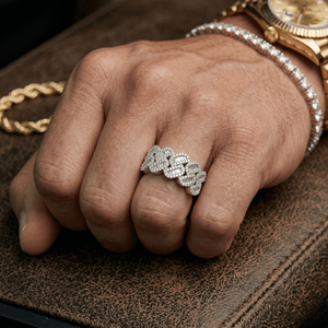 High Quality <b>Iced</b> Cuban <b>Ring</b> 10K Solid Gold Baguette Moissanite Hip Hop Style Mens Jewelry Statement Band Invisible Setting IGI - Product Image 2