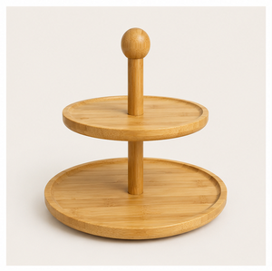 2 <b>Tier</b> Wooden <b>Cake</b> Stand & Cupcake Tower Modern Wooden Serving Tray for Weddings Birthday Parties Dessert Display - Product Image 1